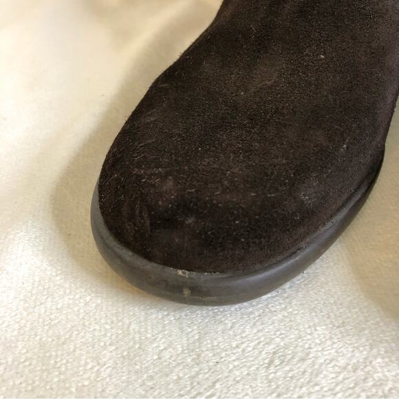 Stuart Weitzman dark brown suede fur trim buckle tall boots size 7.5 M - Picture 2 of 16